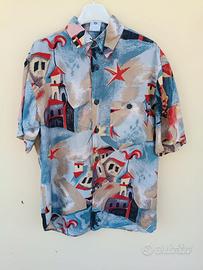 Camicia Vintage 100% Seta Pura – Stampa Artistica