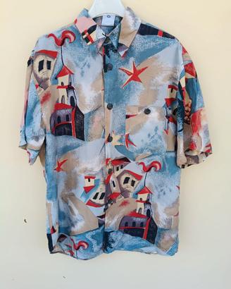 Camicia Vintage 100% Seta Pura – Stampa Artistica