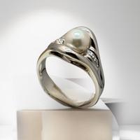 anello oro bianco 18 kt perla giapponese