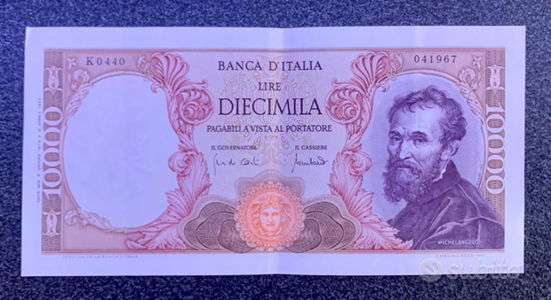 Usato, Banconota Diecimila lire "Michelangelo 1962" usato  Ragusa
