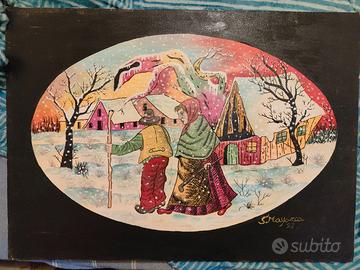 Raro quadro olio su tela- S. Mayorca- paesaggio 