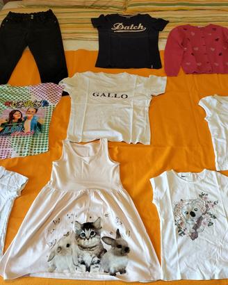 Set 9 vestiti bambina 7 -8 anni e giubbotto 