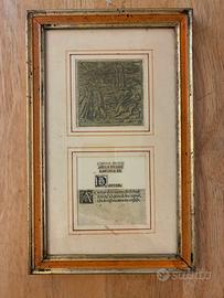 Quadretto Antica Xilografia Divina Commedia