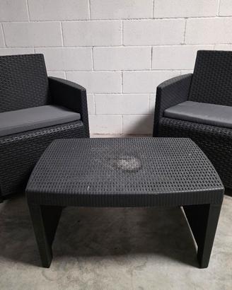 set poltrone e tavolino da esterno