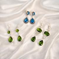 Set di 3 paia di orecchini in argento e pietre