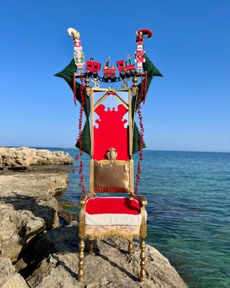 Trono di Babbo Natale artigianale con accessori