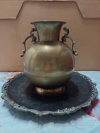 Ottone artistico - Vaso con piatto