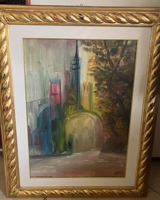 Dipinto olio su tela Moreno Morelli Notre Dame