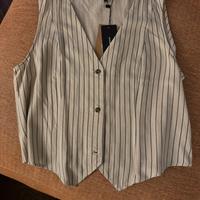 Gilet Beige a righe nere