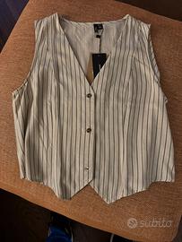 Gilet Beige a righe nere