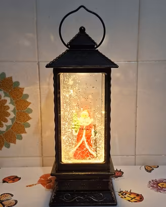 Lanterna Natalizia Babbo Natale Glitter Led