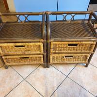 Coppia di comodini in giunco