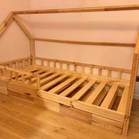 Letto a casetta per bambini 90x200 con letto estra