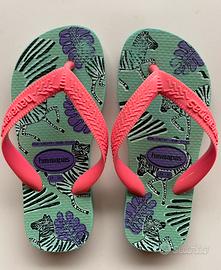 Infradito havaianas verde acqua e fuxia