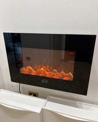 Stufetta/camino elettrico da parete fiamme ardenti