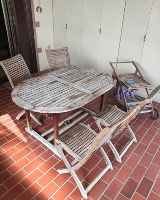 SET DA GIARDINO / VERANDA CON TAVOLO ALLUNGABILE 