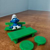 set puffo con tavolo panca schleich peyo vintage 