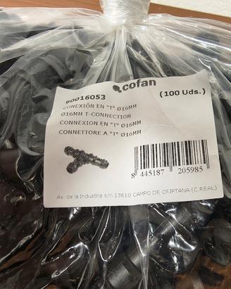 Raccordo a T Irrigazione 16Mm-100 Pezzi