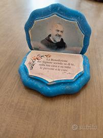 Piastrelle Padre Pio con benedizione Vintage 