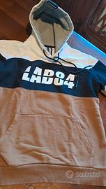 Felpa Lab84 in cotone taglia S con cappuccio lungh