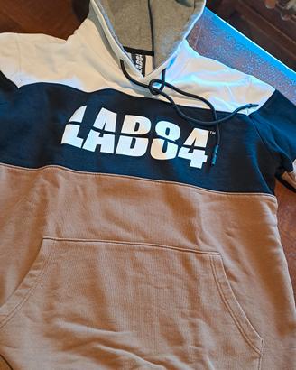 Felpa Lab84 in cotone taglia S con cappuccio lungh