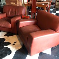 Set poltrone divano divani poggiapiedi in cuoio