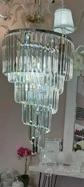 lampadario spirale con cristalli losanghe 6 luci 