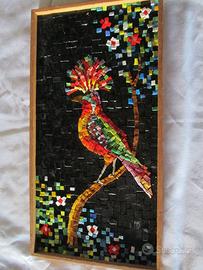 Quadro realizzato in mosaico soggetto "uccello"