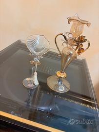 Coppia candelabro vetro murano soffiato vintage