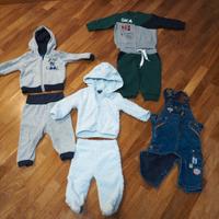 Tre completi bimbo 6 mesi e una salopette