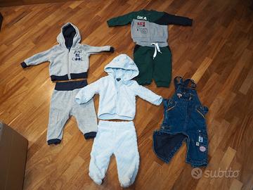 Tre completi bimbo 6 mesi e una salopette