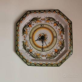 Orologio + coppia piatti ottagonali dipinti a mano