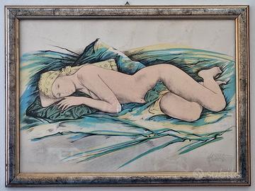 Litografia originale acquerellata Andrea Quarto