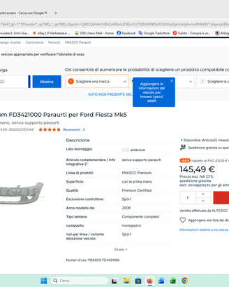 Paraurti per Ford Fiesta Mk5
