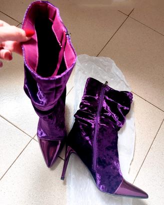 stivale donna scamosciato viola 
