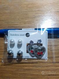 3 paia orecchini donna 