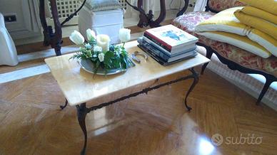 Tavolo tavolino salotto ferro batt./alabastro