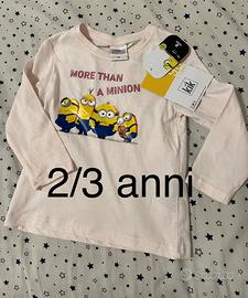 Maglietta rosa minions 98 3 anni bambina cotone