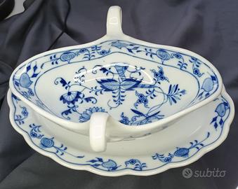 Salsiera stile Meissen / Zwiebelmuster e Fiori