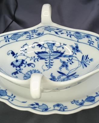 Salsiera stile Meissen / Zwiebelmuster e Fiori