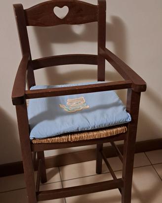 Seggiolone in legno impagliato