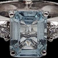 ANELLO ORO ACQUAMARINA 2 CARATI DIAMANTI