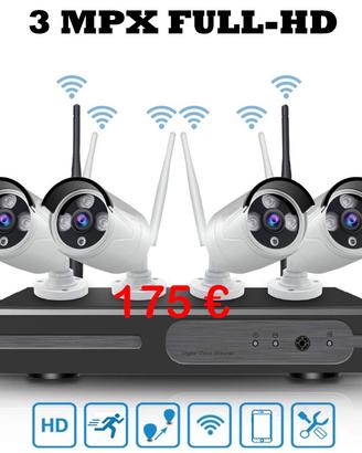 Kit videosorveglianza wireless 2-4-8 ch Ptz 5mpx F
