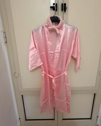 Vestaglia donna effetto seta rosa
