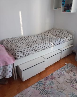SLAKT Ikea Letto 200x90 con 3 Contenitori