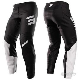 PANTALONE MOTO CROSS SHOT NERO BIANCO RINFORZI
