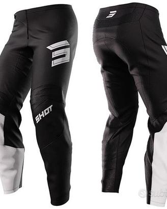PANTALONE MOTO CROSS SHOT NERO BIANCO RINFORZI