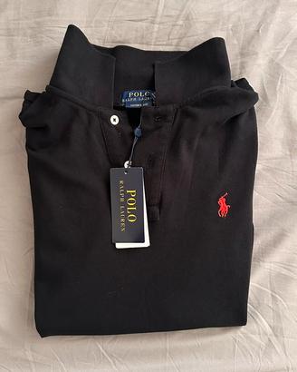 Polo Ralph Lauren nera con logo rosso