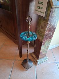 Posacenere a colonna in ottone e vetro murano