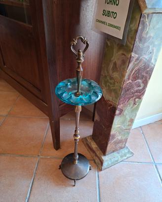 Posacenere a colonna in ottone e vetro murano